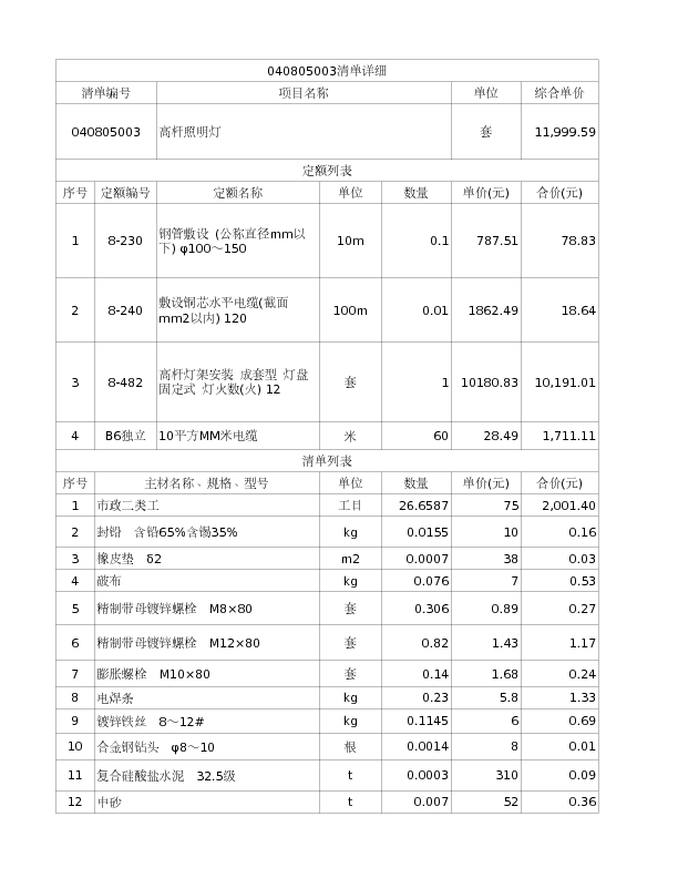 040805003  高杆照明灯