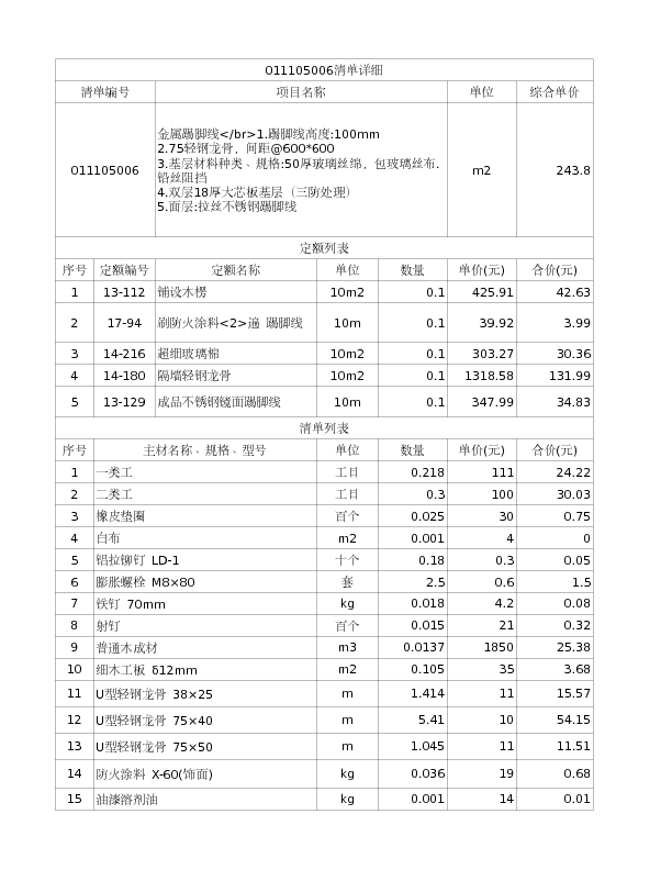 011105006  金属踢脚线</br>1.踢脚线高度:100mm
