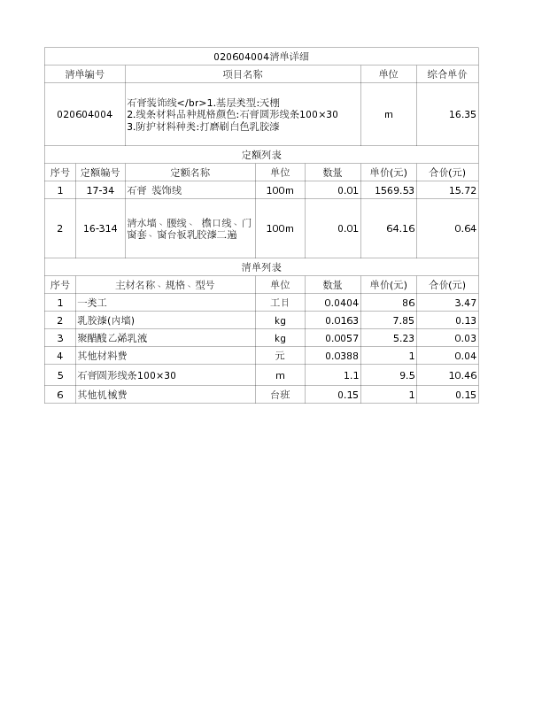 020604004  石膏装饰线</br>1.基层类型:天棚
