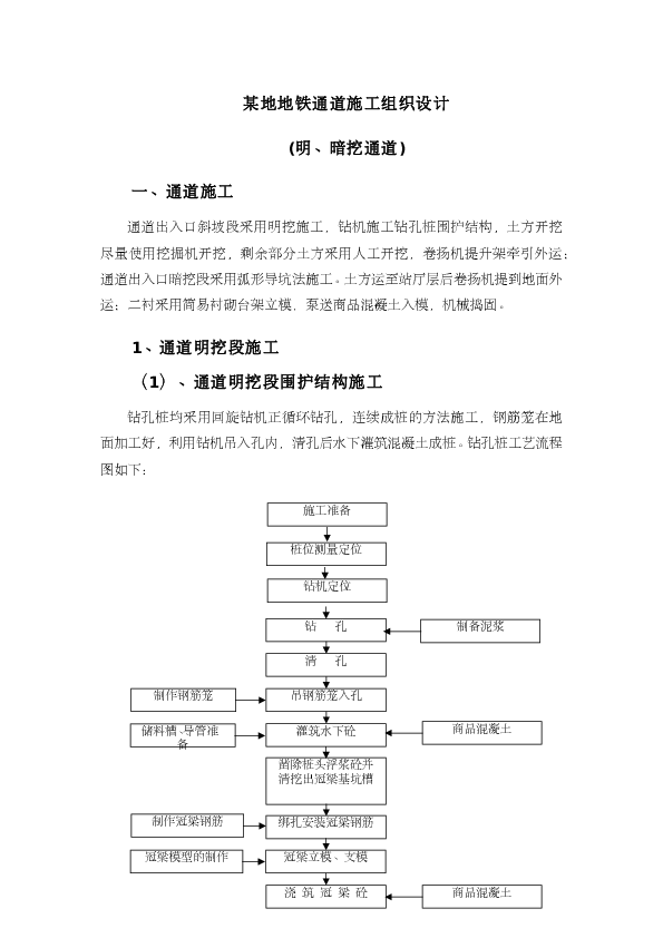 某地地铁通道工程施工组织设计