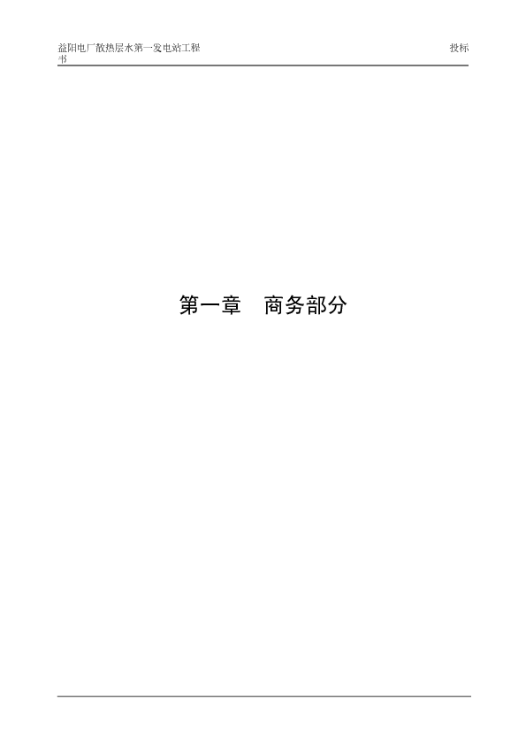 益阳电厂散热层水第一发电站工程投标书