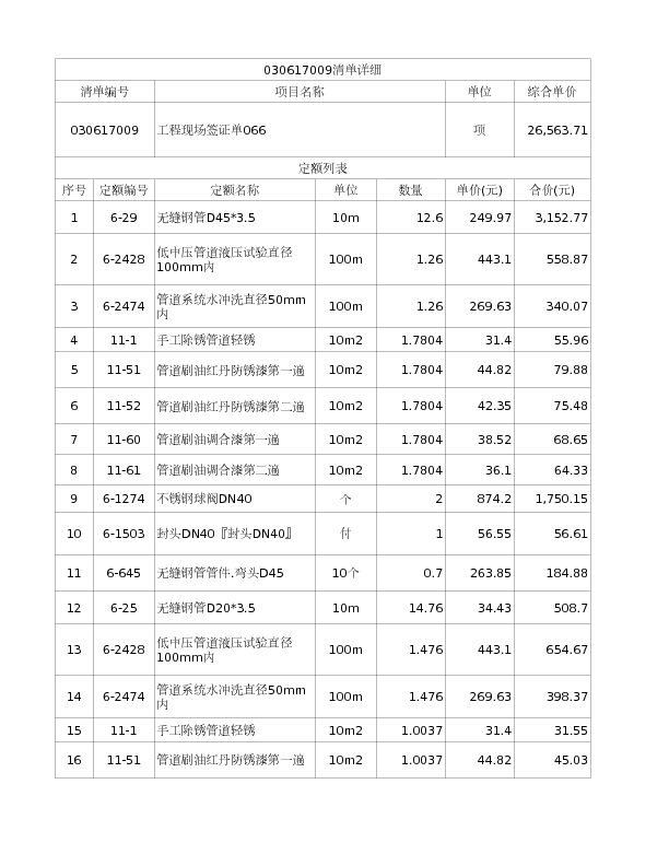 030617009  工程现场签证单066