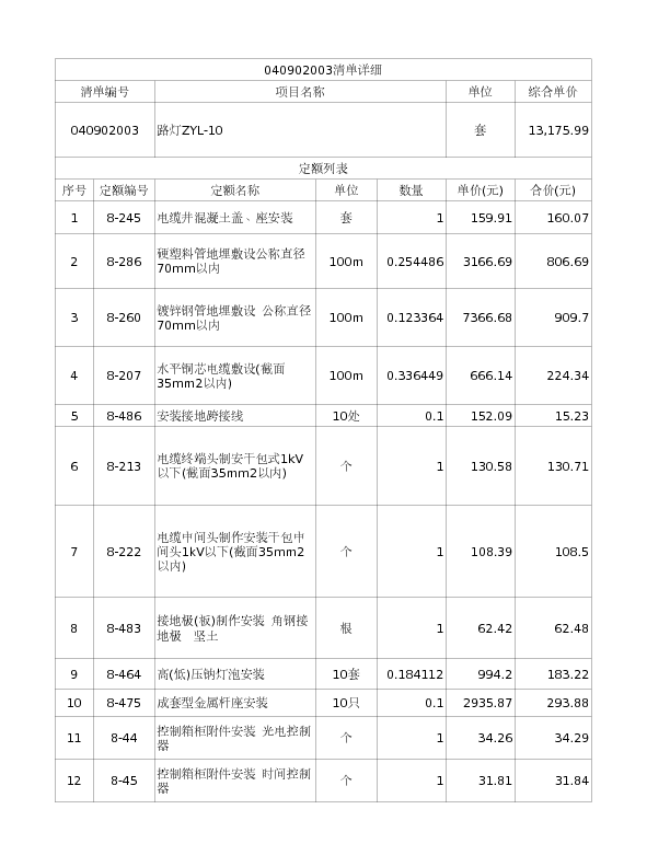 040902003  路灯ZYL-10