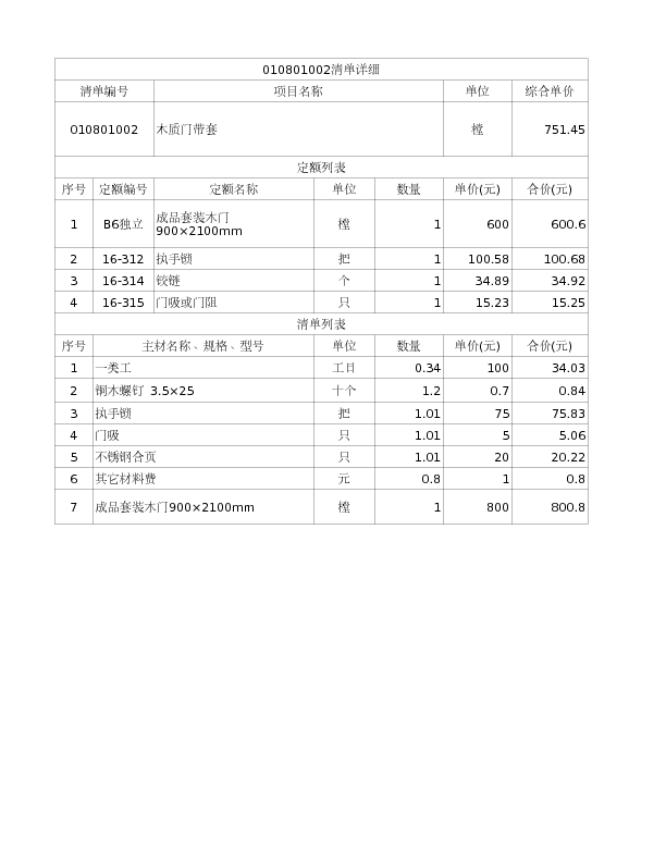 010801002  木质门带套