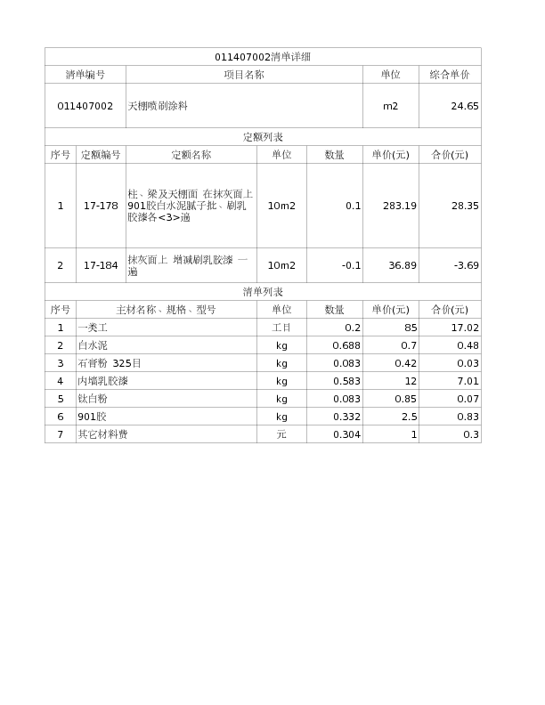 011407002  天棚喷刷涂料